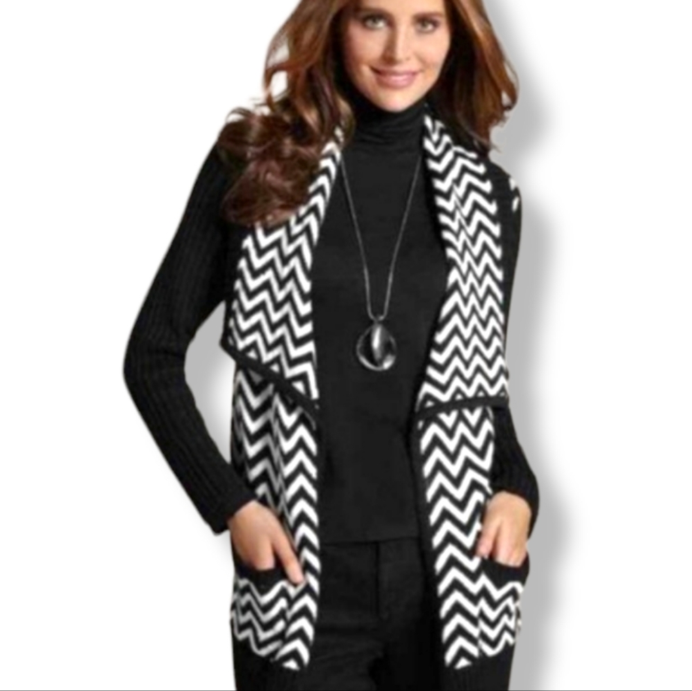 Chico's Chevron Sleeveless Cardigan Sweater 0, Size S